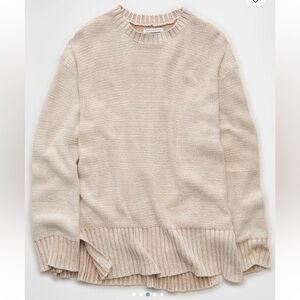 NWT American Eagle Cream Women's Long Weekend Pullover Sweater size M
